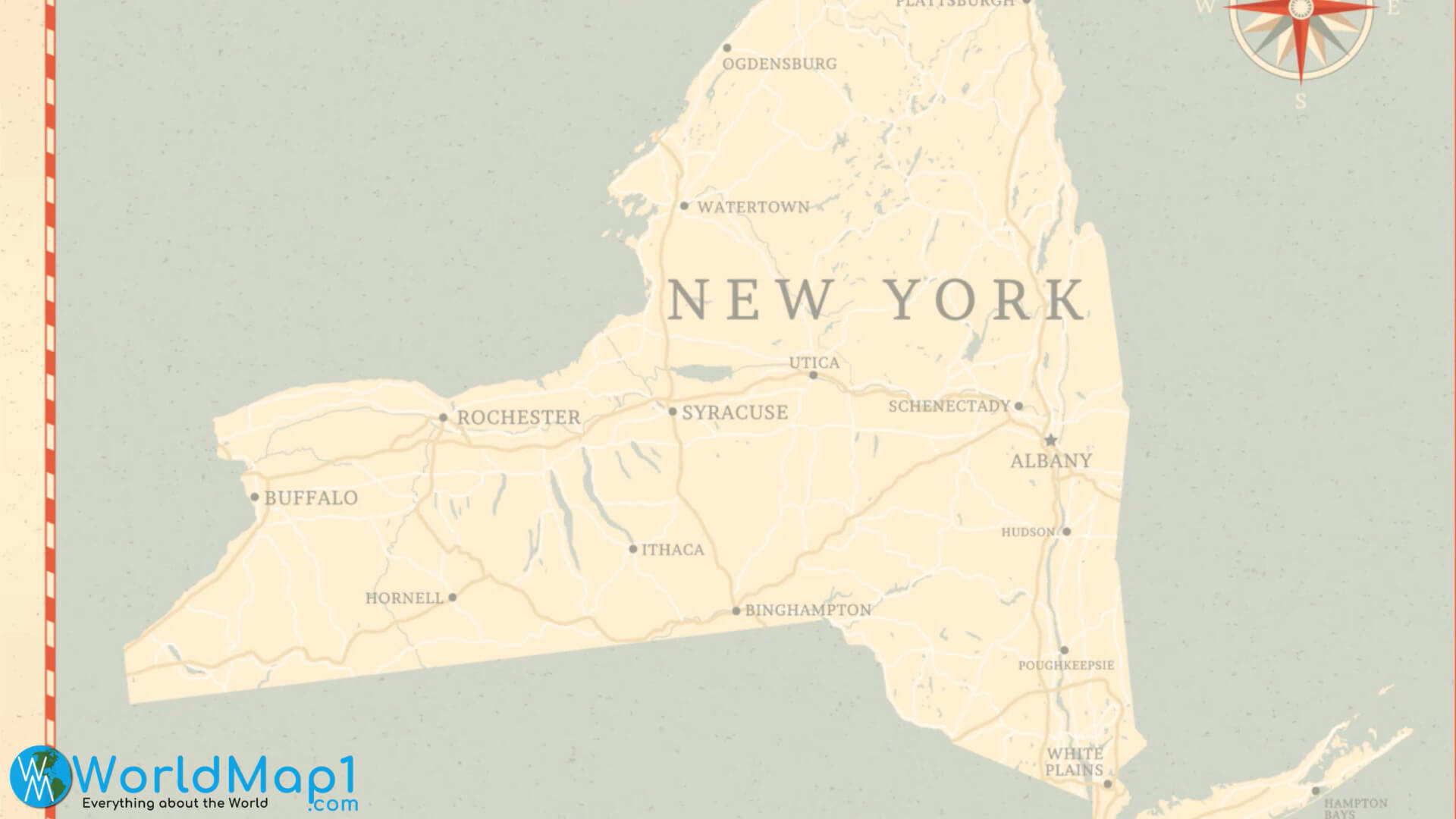 New York State Main Cities Map